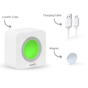 Luxafor Cube Busylight hvitt lyser grønnt med kabel magnet