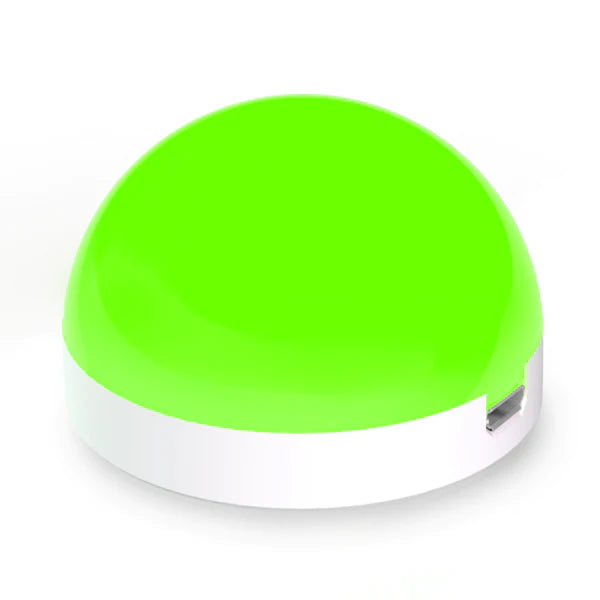 Luxafor Orb Busylight, hvitt på bordet lyser grønt, uten kabel